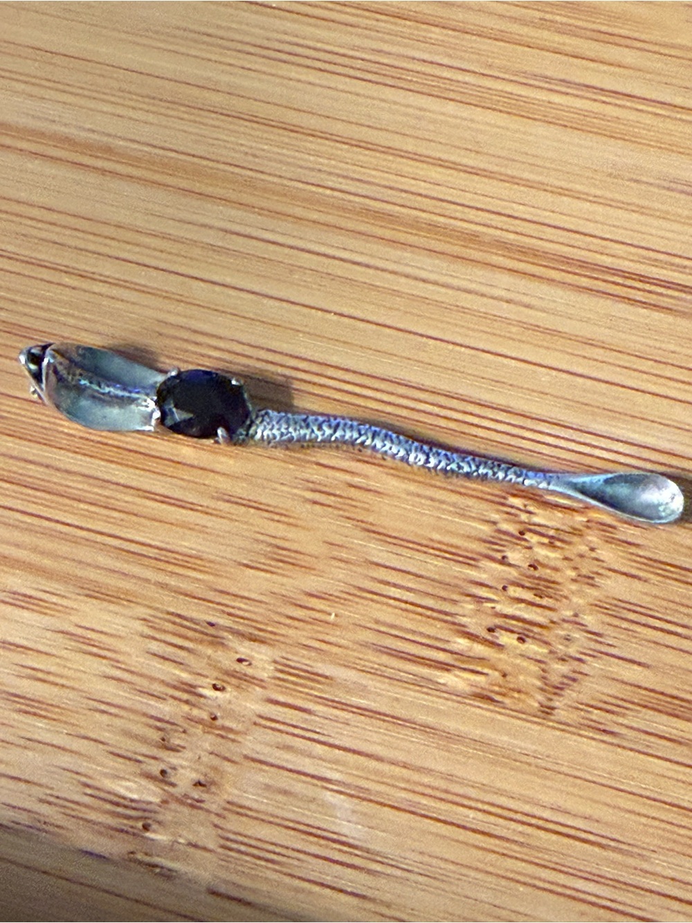 Sterling Silver 925 Cobra Snake Garnet Tiny Spoon 3.7 Grams